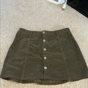 Olive Button-Front Skirt